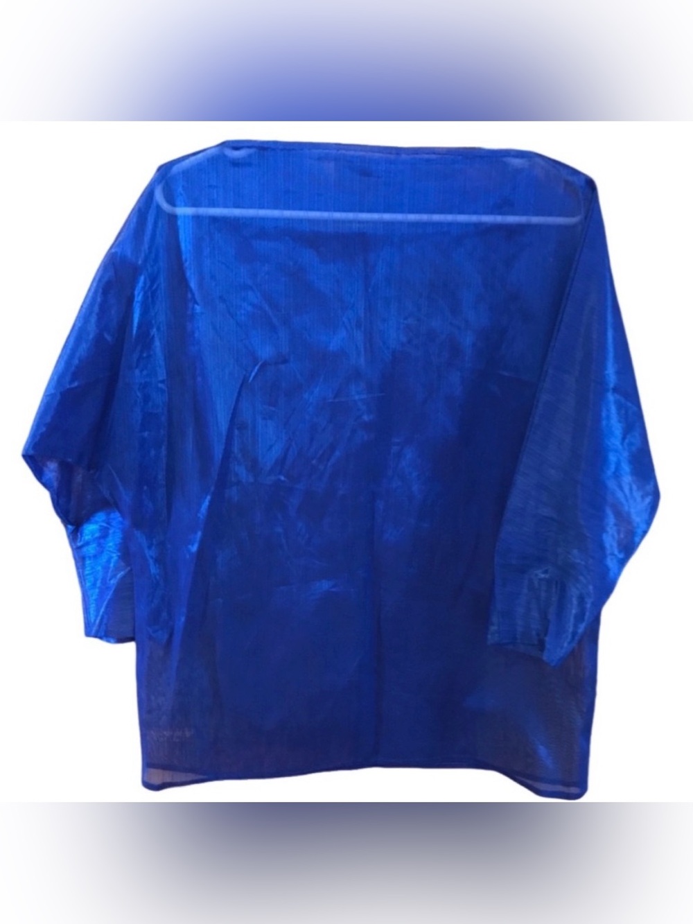 90s Shimmer Sheer Bat Sleeve Boatneck Popover JoniP Original Cobalt Blue Shirt